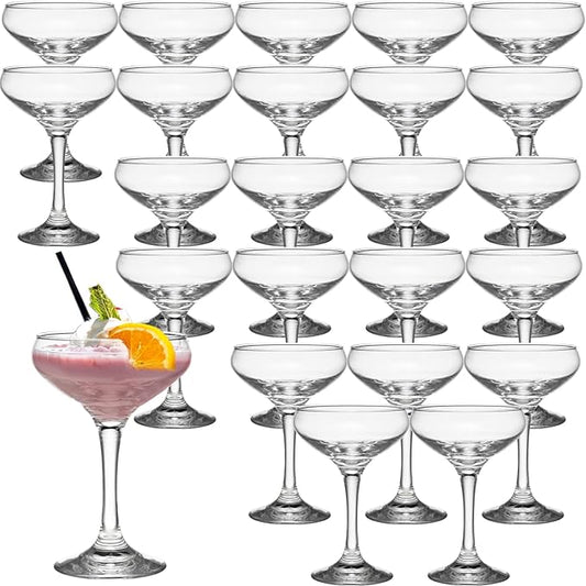 24 Pieces Crystal Martini Glasses Champagne Flute,Coupe Bowl Stemmed Cocktail Glasses,Set Of 24 Elegant Clear Goblets Colored Drinking Cups Champagne Wine Glasses for Parties Cocktail Margarita,Juice
