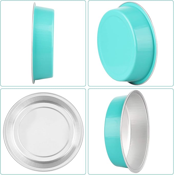 Beasea Mini Pie Pans with Lids, 4 Inch 50 Pack Disposable Cake Pans, 8 Oz Elegant Blue Aluminum Pie Pans for Tart, Quiche & Cheesecake