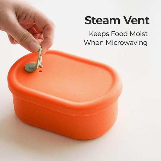 Premium Korean-Made Silicone Airtight Food Container with Steam Vent – BPA Free, Leakproof, Microwave & Freezer Safe Meal Prep. & Leftovers Storage (Violet, 200ML)