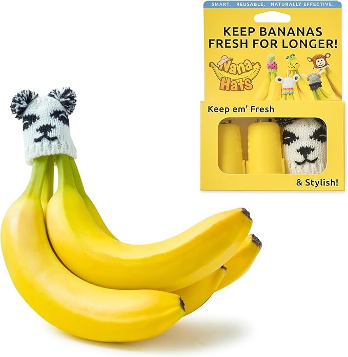 NANA HATS Banana Freshness Preserver, Keep Bananas Fresh Longer, Ideal for Organic Bananas, Innovative Banana Holder for Home Use, Extend Freshness of Your Fruit, AS SEEN ON SHARK TANK, Panda