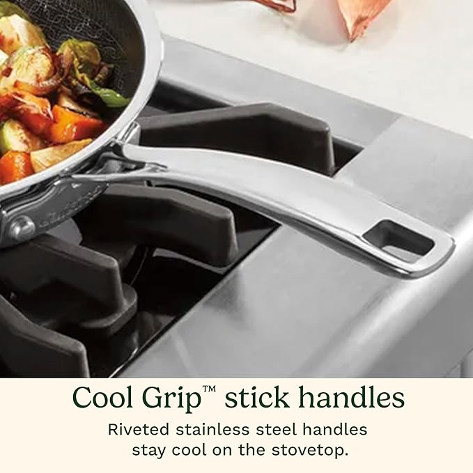 Cuisinart FusionPlus Nonstick Stainless Steel Cookware Set, 5-Piece Skillet Cooking Set with PFAS-Free PURELYSEAR Ceramic Non Stick Technology, Scratch Proof, Cool Grip Handles, Dishwasher Safe