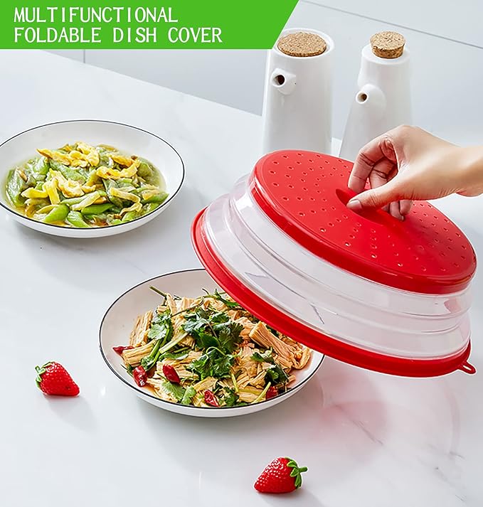 WENWELL Microwave Splatter Cover for Food,Micowave Cooking Splash Guard,Kitchen dish bowl Plate Proof lid,Dishwasher-Safe,BPA-Free Silicone & Plastic,10.5 Inchs 2 pcs