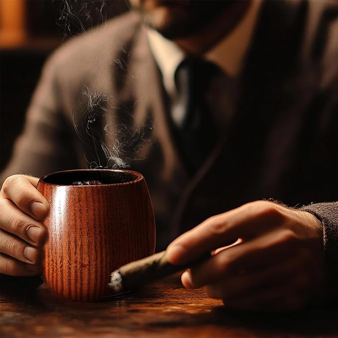 Charred Wooden Bourbon Drinking Glass- Bourbon Gifts for Men, Handcrafted Whiskey Glasses, Wooden Old Fashioned Glass,Unique Whiskey Gifts for Men, Dad, Husband or Bourbon Lovers (1 Pack)