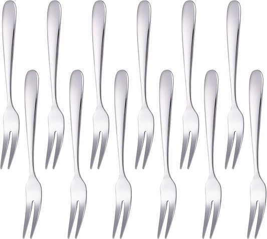 Crab Mini Stainless Steel Forks,Mafier 2 Prong Tasting Appetizer Forks Portable Cocktail Dessert Salad Seafood Fruit Forks for Party Travel,5.51 Inches (Set of 12)