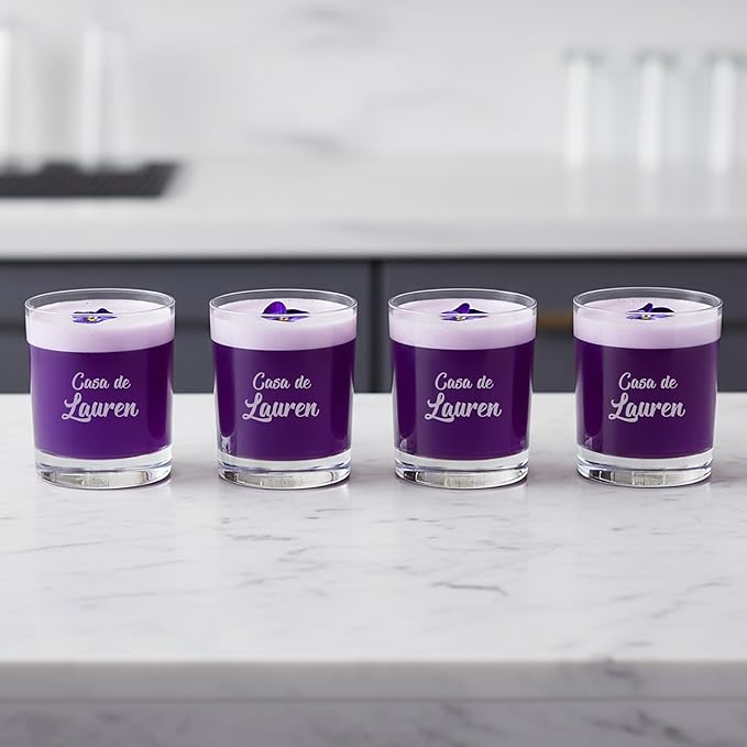 Waterford Marquis Personalized Moments Double Old Fashioned Glasses, Set of 4 Custom Engraved Crystal Whiskey/Rocks Glasses for Bourbon, Scotch, Liquor, Home Bar Accessories