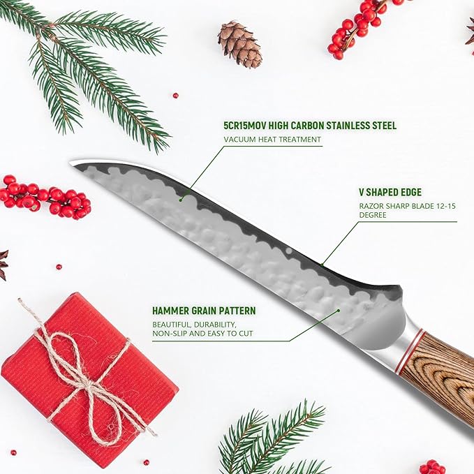 6 IN Boning Knife, Japanese Sharp Fillet Knife Professional Trimming Knife with Rosewood Handle and Gift Box