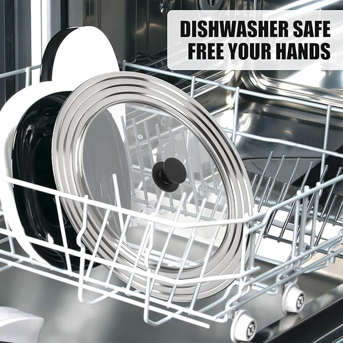 Pan Lid Fits 11, 12 & 13 Inch Cookware, Universal Lid for Pots, Pans and Skillets,Replacement Frying Pan Cover with Tempered Glass Top, Stainless Steel Cast Iron Skillet Lids - Heat Resistant Handle