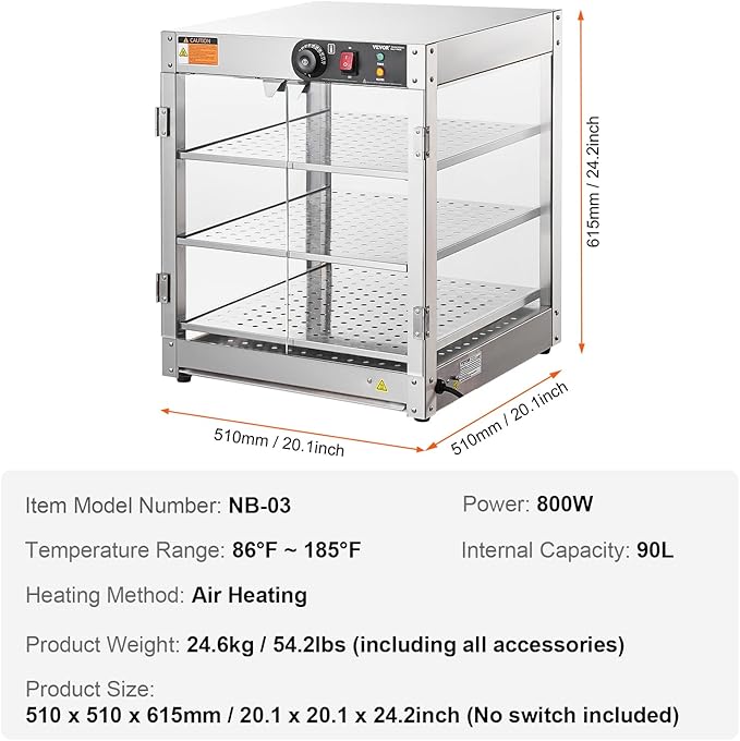 VEVOR foof Warmer Display (3-Tier(20"))