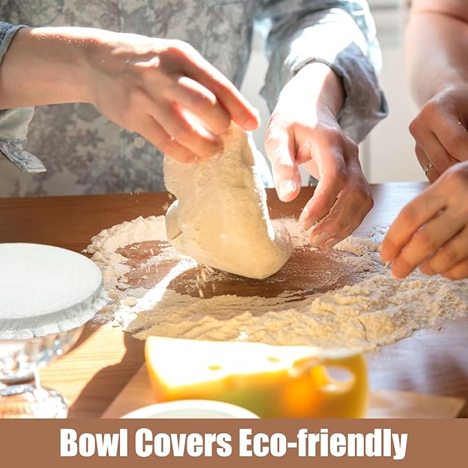 Patelai 10 Pcs Bowl Covers Reusable in 5 Size Stretch Cloth Fabric Elastic Food Storage Bowl Covers Bread Sourdough Lids for Proofing Food Fruits Leftover(Earth Tone Style)