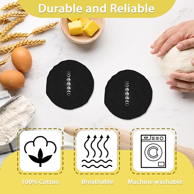 Moon Phases Cloth Covers for Sourdough Starter Jar,Reusable Lid Top Cover Bread Fermentation Baking Supplies for 3-4 Inch Jar Mouth