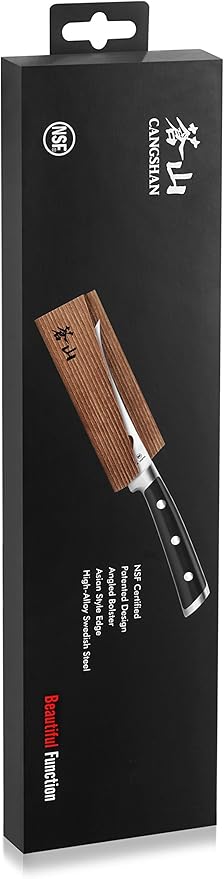 Cangshan TS Series 1020809 Swedish 14C28N Steel Forged 5-Inch Tomato/Cheese Knife and Wood Sheath Set
