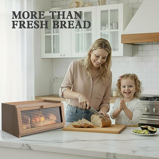 Bread Box for Kitchen Countertop Large Bread Box Farmhouse Bread Container Bread Storage with Window Bread Holder