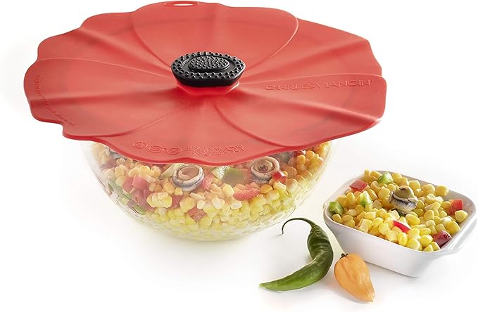 Charles Viancin - Poppy Silicone Lid for Food Storage and Cooking - Airtight Seal on Any Smooth Rim Surface - BPA-Free - Oven, Microwave, Freezer, Stovetop and Dishwasher Safe (6 Inch)