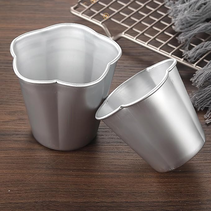 Mantouxixi 6 Packs Pudding Tin Cup, Aluminium Popover Pan Baking Maker, Individual Muffin Chocolate Molten Brownie Tumbler Raspberry Souffle Cupcake Molds - 3"x 2.4"