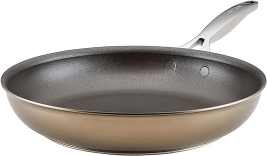 Anolon Ascend Hard Anodized Nonstick Frying Pan/Skillet - Good for All Stovetops (Gas, Glass Top, Electric & Induction), Dishwasher & Oven Safe with Stainless Steel Handle, 12 Inch - Bronze