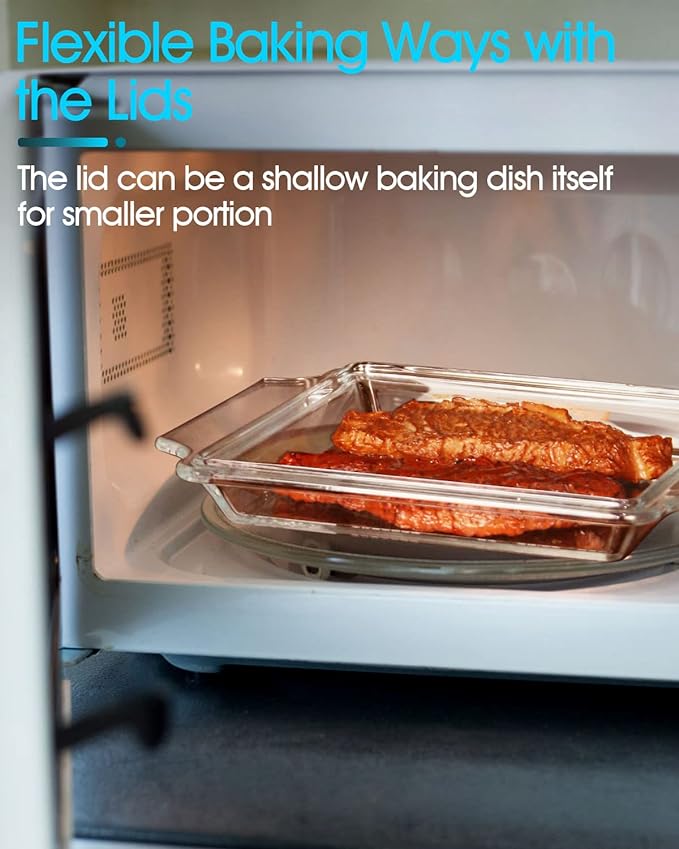 NUTRIUPS 8x8 Baking Dish Square Casserole Baking Dishes with Glass Cover Glass Casserole Dish with Lid Baking Dish Glass Baking Pan for Baking