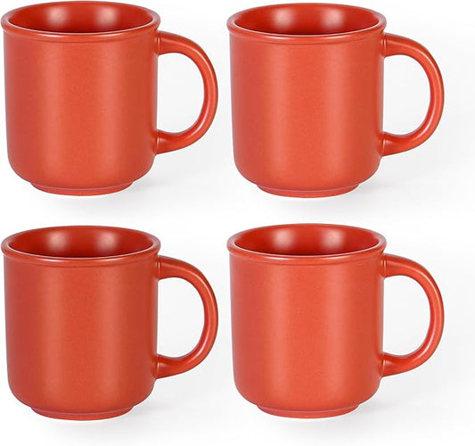 GZG 18 oz Coffee Mugs Set of 4, Modern Ceramic Coffee Cups Set with Handle, Large Coffee Mugs for Tea, Latte, Milk, Cocoa, Rustic Matte Glaze, Microwave & Dishwasher Safe(Terracotta Blush)