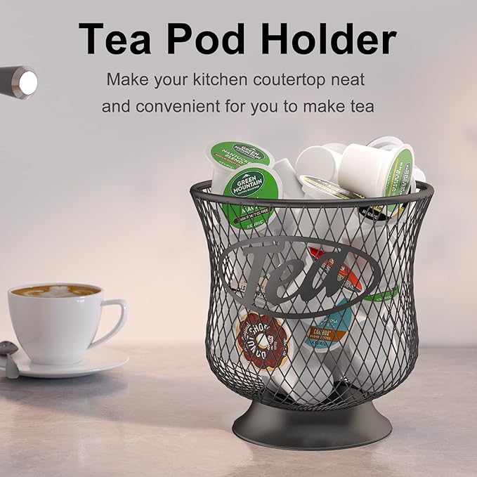 Tea Pod Holder, Sturdy K Cup Organizer, Large Capacity K Cup Storage for Keuring Espresso Capsule Coffee Creamer, Easy to Refill and Organize for Cafe Bar, Coffee Bar Decor