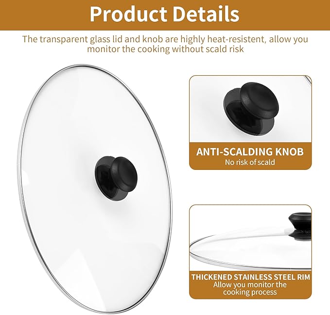 Oval Glass Lid 7 Quart Replacement, Fits For Crock Pot 7qt Slow Cooker SCV700SS and for Hamilton Beach Slow Cooker SCV700, 33474G, SCV700-KC, SCV700SS, Replacement Oval 7 Quart Lids