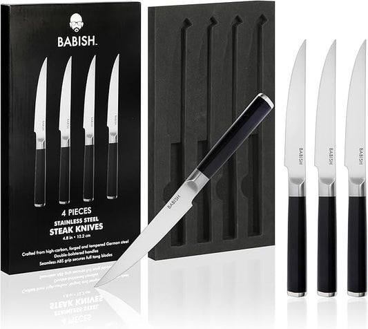 Babish High-Carbon 1.4116 German Steel Cutlery, 4pk Forged Kitchen Steak Knife
