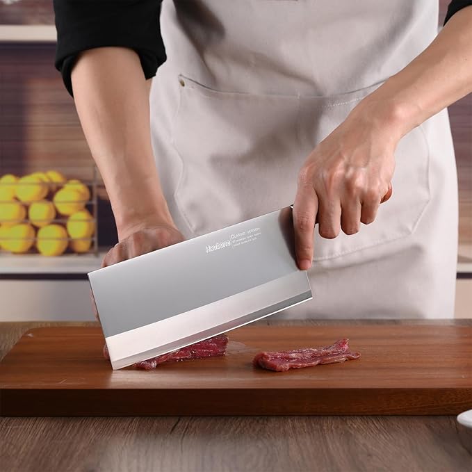 Meat Cleaver 8 Inch Professional Chinese Cleaver Knife Chefs Knife Stainless Steel Sharp Vegetable Knife Non-stick Rosewood Handle for Homes Restaurants Caidao Gift Box