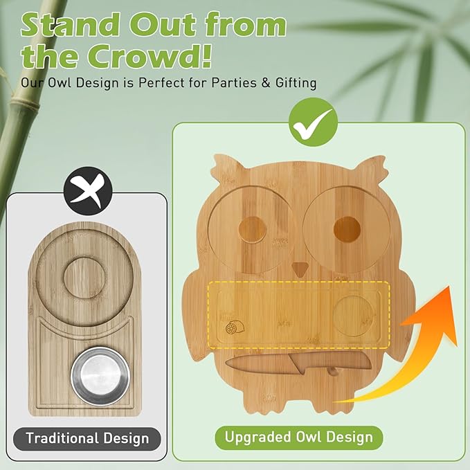 Margarita Salt Rimmer Set Salt Rimmer Set for Cocktails Owl-Shaped Salt & Sugar Rimmer Set with Bowl and Knife Glass Rimmer Bartender Accessories for Home Bar Party Drinks (Light Bamboo)