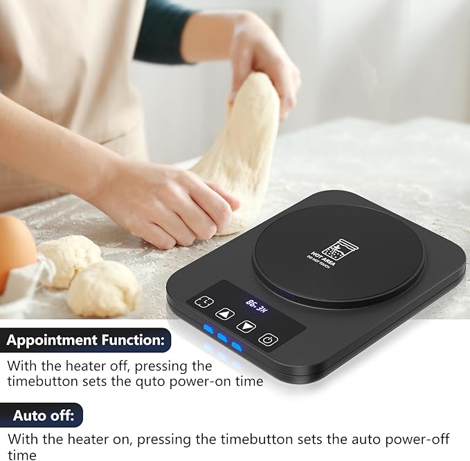 Sourdough Starter Warmer, Precise 1°F Thermostat Control (70-100°F) Sourdough Warming Mat, Smart memory Warming On/Off, 12-Hour Timer Sourdough Warmer（Black）