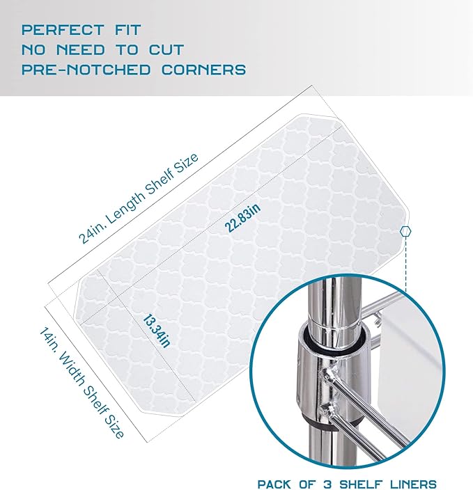 BRIAN & DANY Wire Shelf Liner 14" X 24", Heavy Duty Shelf Liners for Wire Shelving, Waterproof Protector Mats, Set of 3, Quatrefoil Grey