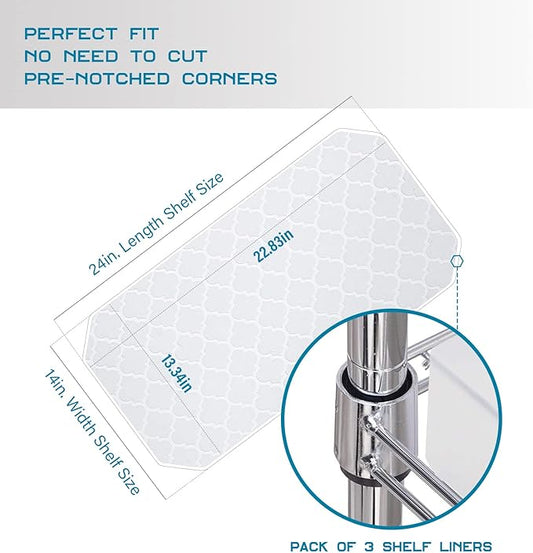 BRIAN & DANY Wire Shelf Liner 14" X 24", Heavy Duty Shelf Liners for Wire Shelving, Waterproof Protector Mats, Set of 3, Quatrefoil Grey