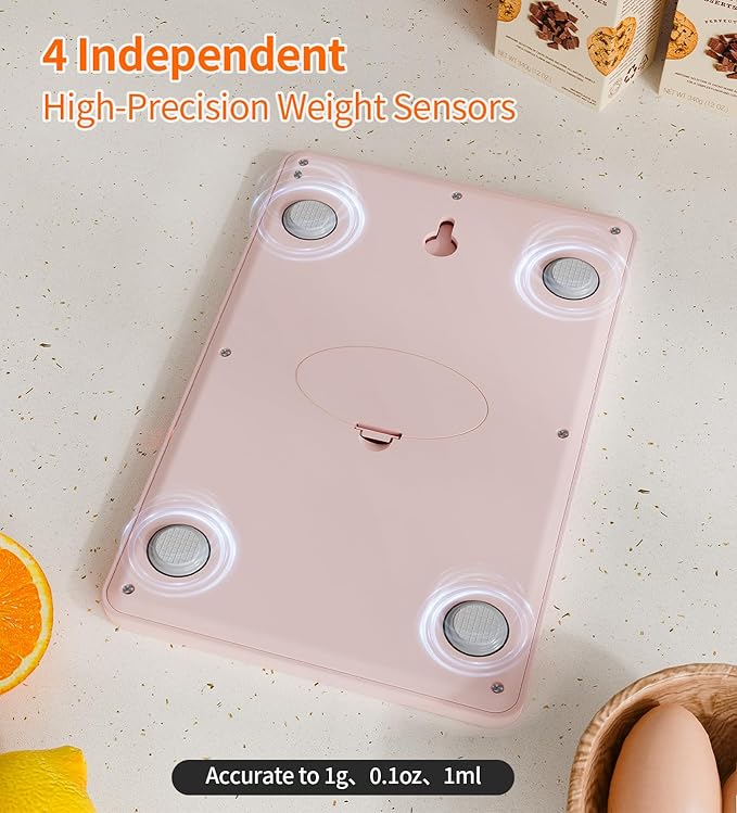 Food Scale -33lb Digital Kitchen Scale for Food Ounces Grams Rechargeable 306 Stainless Steel,Batteries and Type-C Charging | Perfect for Meal Prep, Cooking, and Baking, Pink