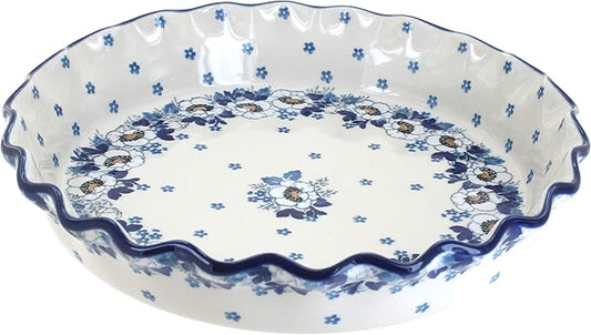 Blue Rose Polish Pottery Georgia Blue Pie Plate