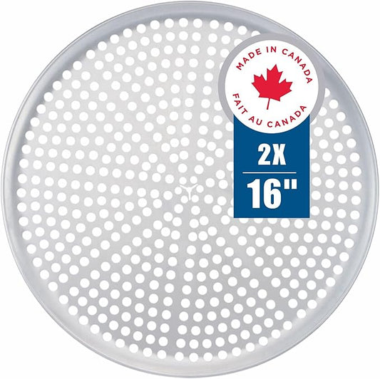 Norjac Pizza Pan with Holes, 16 Inch 2 Pack, Aluminum Pans for Oven, Round, Rust-Free & Heavy-Duty, Perforated Baking Tray for Crispy Crust