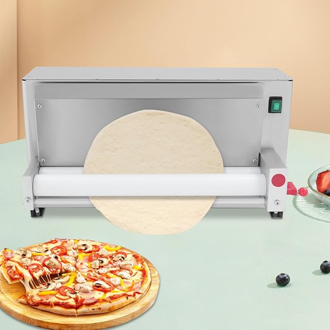 Electric Pizza Dough Sheeter Machine,3-18in Automatic Commercial Dough Roller Sheeter,Pasta Maker Machine for Icing Pizza,Pizza Press Stainless Steel for Bread Marzipan and Puff Pastry (450W)