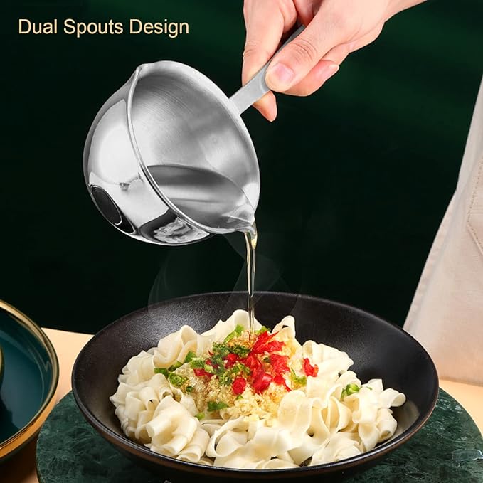 Butter Warmer Pot, 0.8 Quart Milk Warmer Pot with Dual Pour Spouts,Stainless Steel Chocolate Melting Pot,Multifunctional Sauce Pan,for Stove Top, Coffee Tea Soup Warming