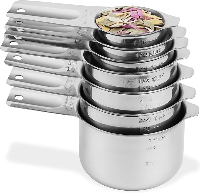Measuring Cups and Spoons Set, Stainless Steel Measuring Cups and Spoons Set 20 With 7 Measure Cups & 9 Measure Spoons,1Leveler, 2Ring,1Conversion Chart for Kitchen & Baking