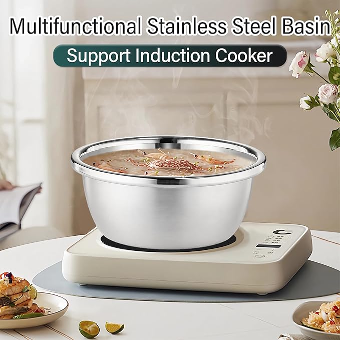 304 Stainless Steel Colander 4QT Microporous Colander & Large Bowl for Kitchen,Rice Strainer with Salad Mixing Bowl for Pasta Straining,Fruit Washing,Vegetable Draining,Food Mixing(2PCs)