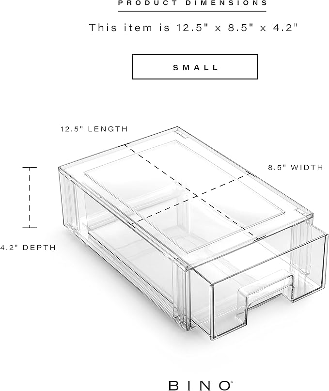 BINO | Stackable Plastic Storage Drawers, Small - 6 Pack | THE CRATE COLLECTION | Multi-Use Storage Bins with Drawers | BPA-Free | Pantry Organization | Home Organization | Fridge Organizer