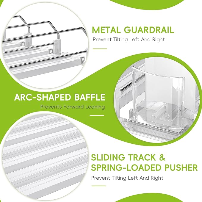 Soda Can Dispenser for Refrigerator,Self-Pushing Drink Organizer for Fridge, Width Adjustable Fridge Organization, Beer Pop Can Water Bottle Drink Dispenser for Fridge (15.1"D) White (White, 6 Row)