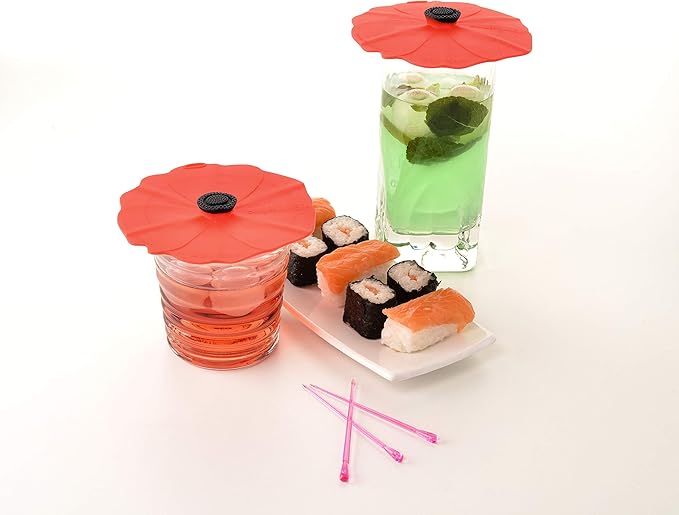 Charles Viancin - Poppy Silicone Lid for Food Storage and Cooking - Airtight Seal on Any Smooth Rim Surface - BPA-Free - Oven, Microwave, Freezer, Stovetop and Dishwasher Safe (Drink Covers)