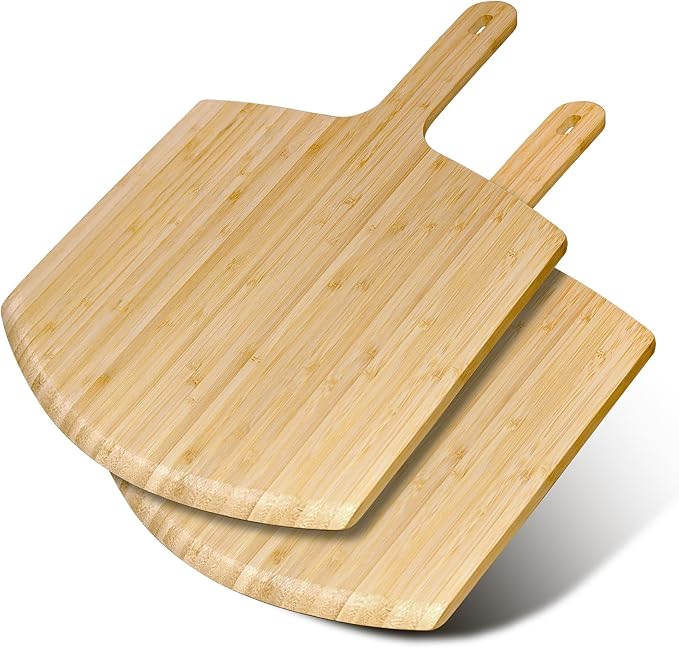 Pizza Peel 12inch 2 pack Bamboo Pizza Paddle Wooden Pizza Peels Pizza Server for Ooni Oven Accessory Pizza Spatula Baking Homemade Cheese Bread Turner Pizza Pre board Pizza Tools Gift