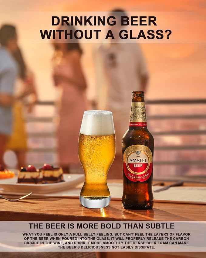 LUXU IPA Beer Glasses(Set of 4),16 oz Pilsner Beer Glasses,Craft Beer Bar Glasses,Lead-free Drinking Glasses,Ideal Gifts for Lager,Ale or Craft Beer Lovers-Crystal Clear