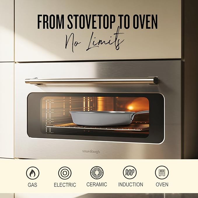 Alva Maestro 5-Ply Stainless Steel Frying Pan with Glass Lid 9.5" - Oven Safe and Made without PFAS, PFOA & PTFE - Induction and All Stovetop Compatible with Even Heat Distribution