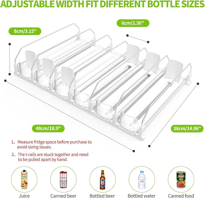 Coanto Drink Organizer for Fridge, Soda Can Dispenser for Refrigerator, Automatic Self-Pushing Fridge Drink Dispenser Holds up to 30 Cans, 6 Row