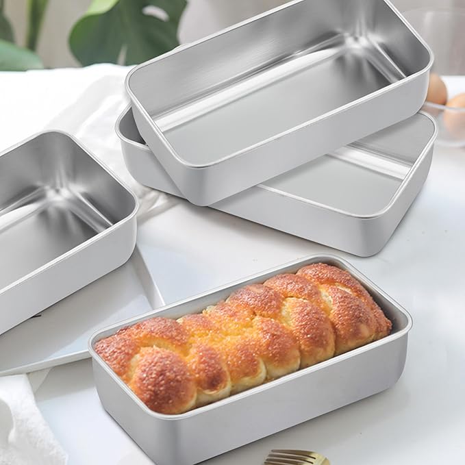 TeamFar Loaf Pans for Baking, 9 × 5 Inch Stainless Steel Loaf Bread Pans Tins for Homemade Bread/Brownies, Healthy & Sturdy, Oven & Dishwasher Safe - Set of 8