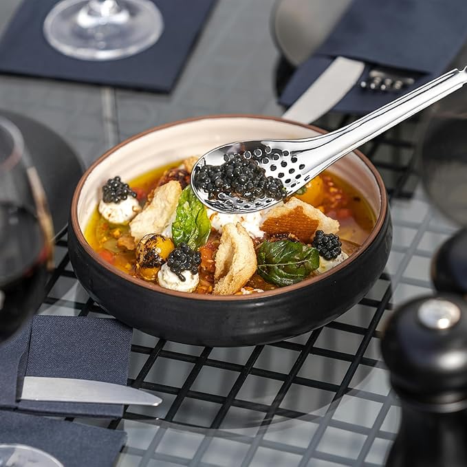 4 PCS Spherification Spoon, Stainless Steel Caviar Spoon, Small Slotted Spoons to Take Out Olives Capers for Jar, Molecular Gastronomy Bar Egg Spoon Kitchen