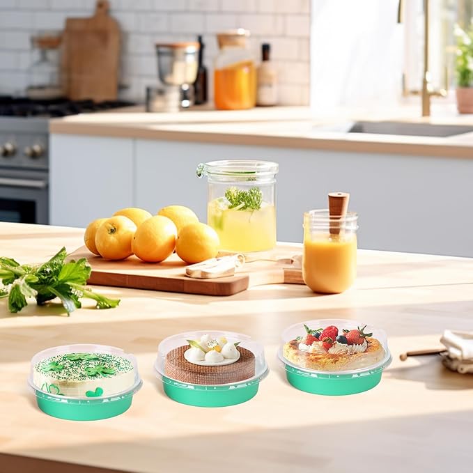 Beasea Mini Pie Pans with Lids, 120 Pack 4 Inch 8oz Disposable Mini Cake Pans Creme Brulee Aluminum Foil Pie Tart Ramekins Tins Elegant Blue Small Individual Round Containers Oven Safe for Baking