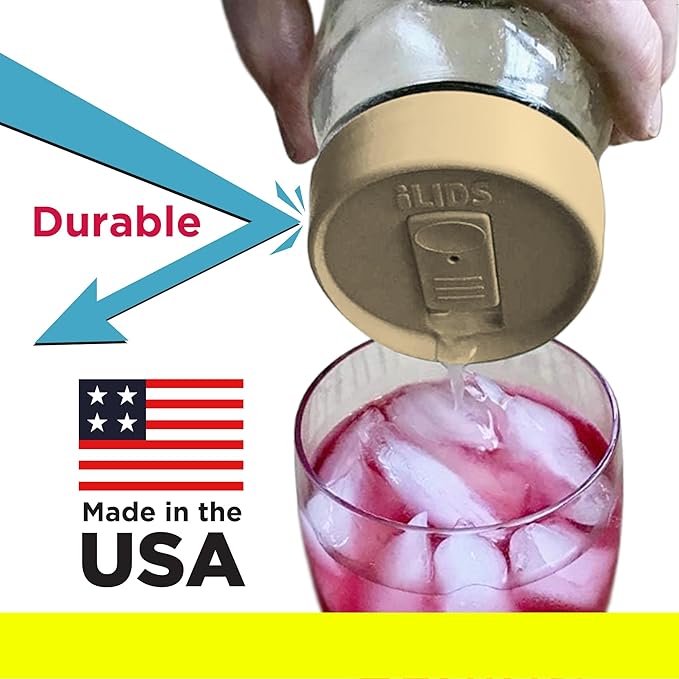 Mason Jar Drink Lid, Regular Mouth, Butter, Pack of 2