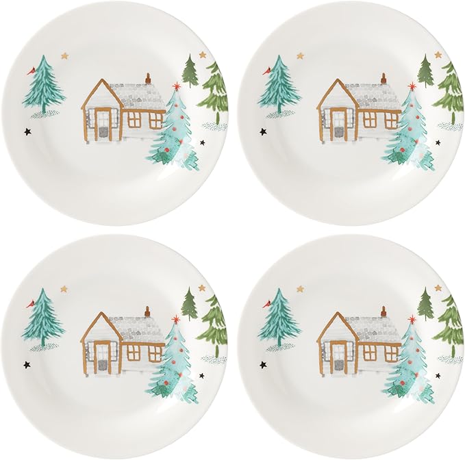 Lane 4-Piece Tidbit Plate Set, Christmas Drinkware, Holiday Hosting