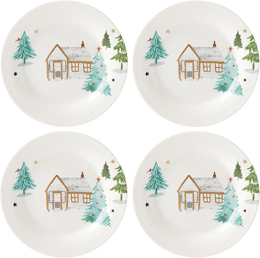 Lane 4-Piece Tidbit Plate Set, Christmas Drinkware, Holiday Hosting