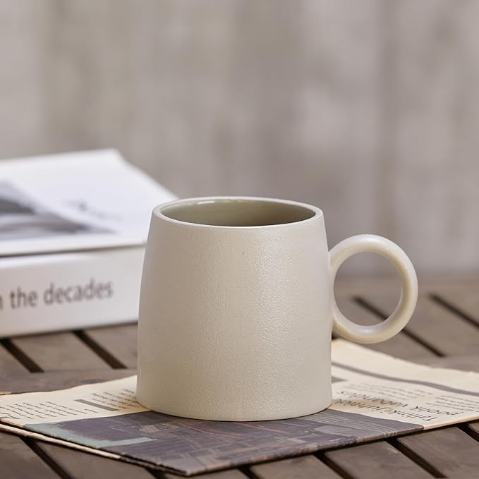 Bico Reactive Glaze Light Grey 16oz Stoneware Straight Mugs Set, Set of 2, Microwave and Dishwasher Safe, for Coffee, Hot Chocolate, Milk